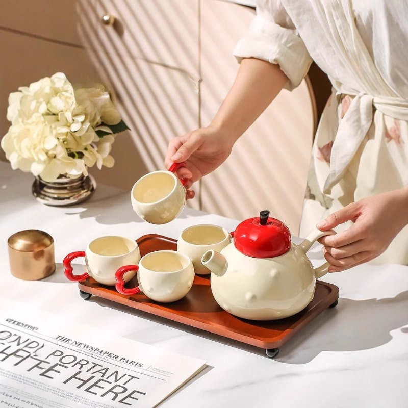 Korean Tea Set - Korean Creative Cartoon Apple Shape Ceramic
