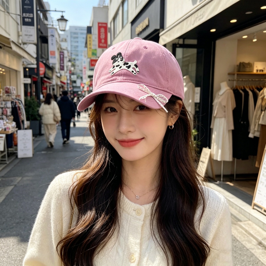 Korean Student Lifestyle - Korean-Style Soft Cute Puppy Embroidered Baseball