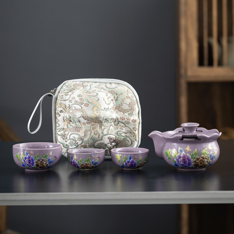Korean Tea Set - Portable Travel Tea Set Ziru Purple