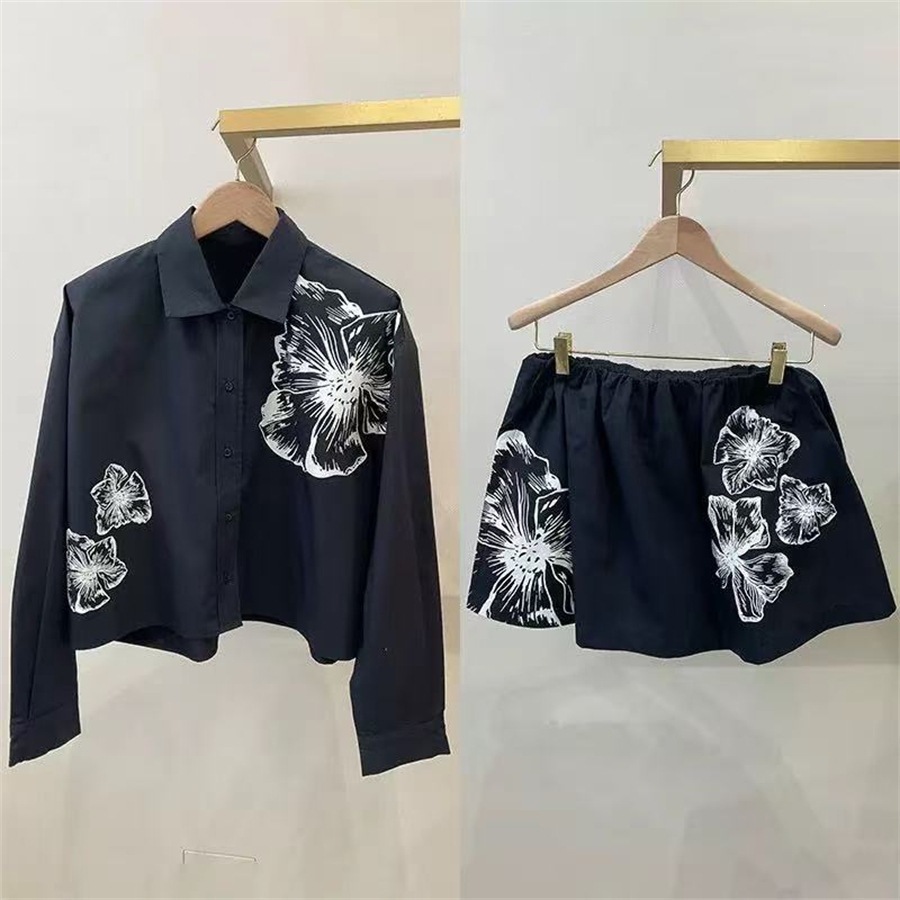 Korean Lifestyle - Romantic White Floral Print Shirt And