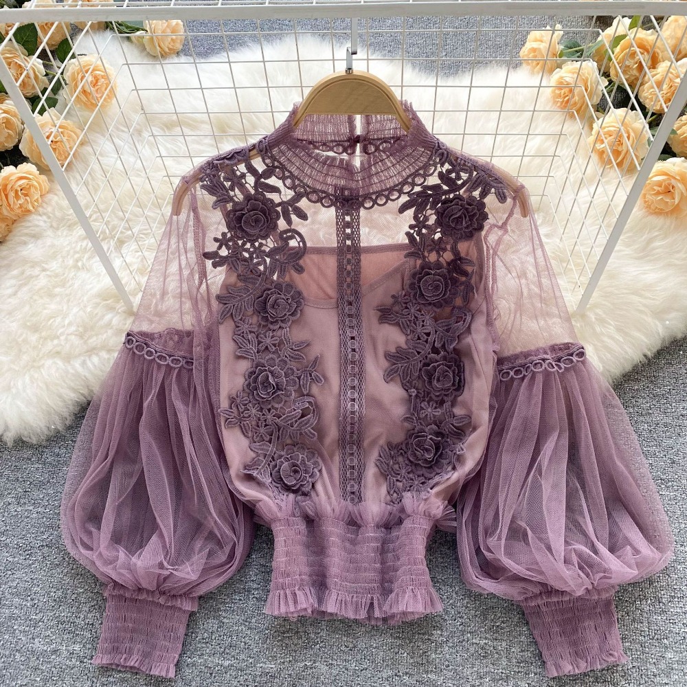 2Pcs/Set Lace Puff Long Sleeve - Korean Lifestyle 评论和价格