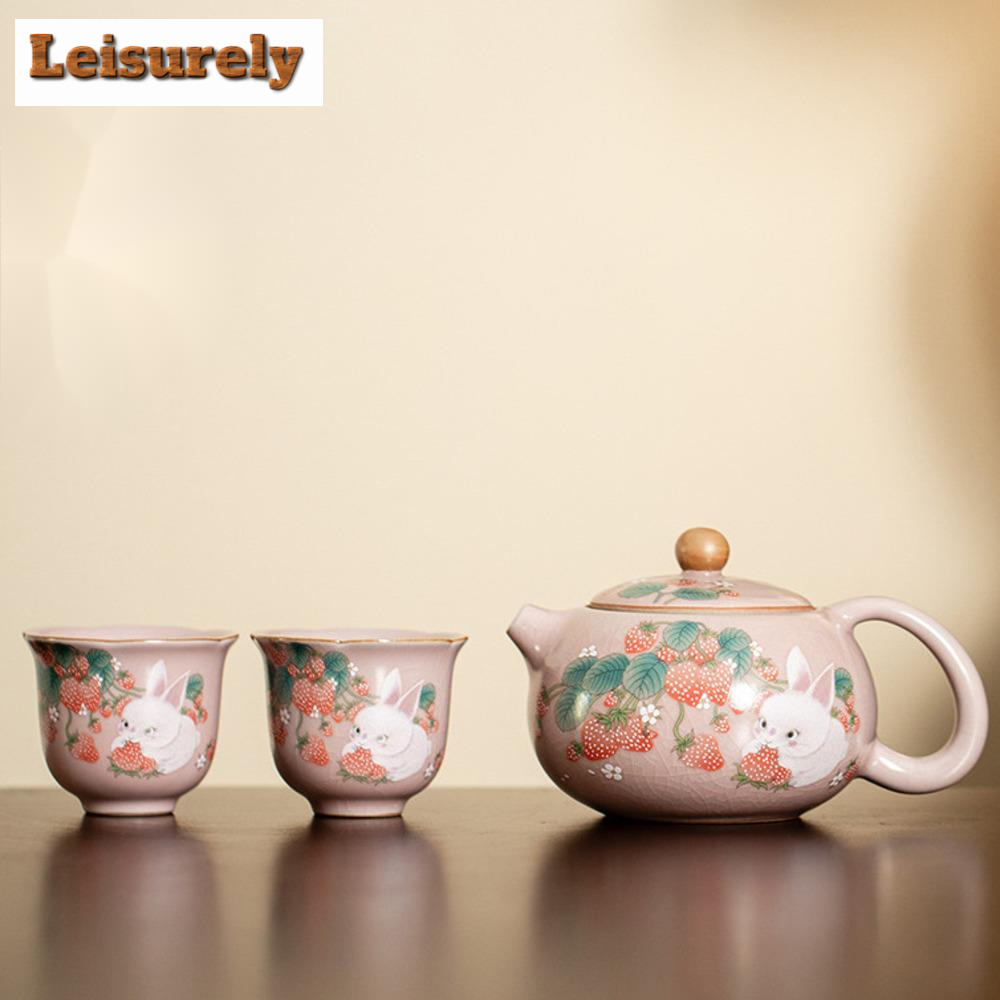 Antique Pink Ru Kiln Teacup St - Korean Tea Set 评论和价格