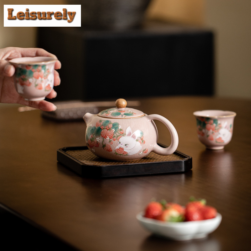Antique Pink Ru Kiln Teacup St - Korean Tea Set 评论和价格