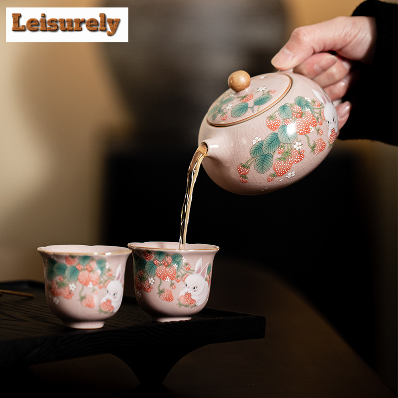Antique Pink Ru Kiln Teacup St - Korean Tea Set 评论和价格