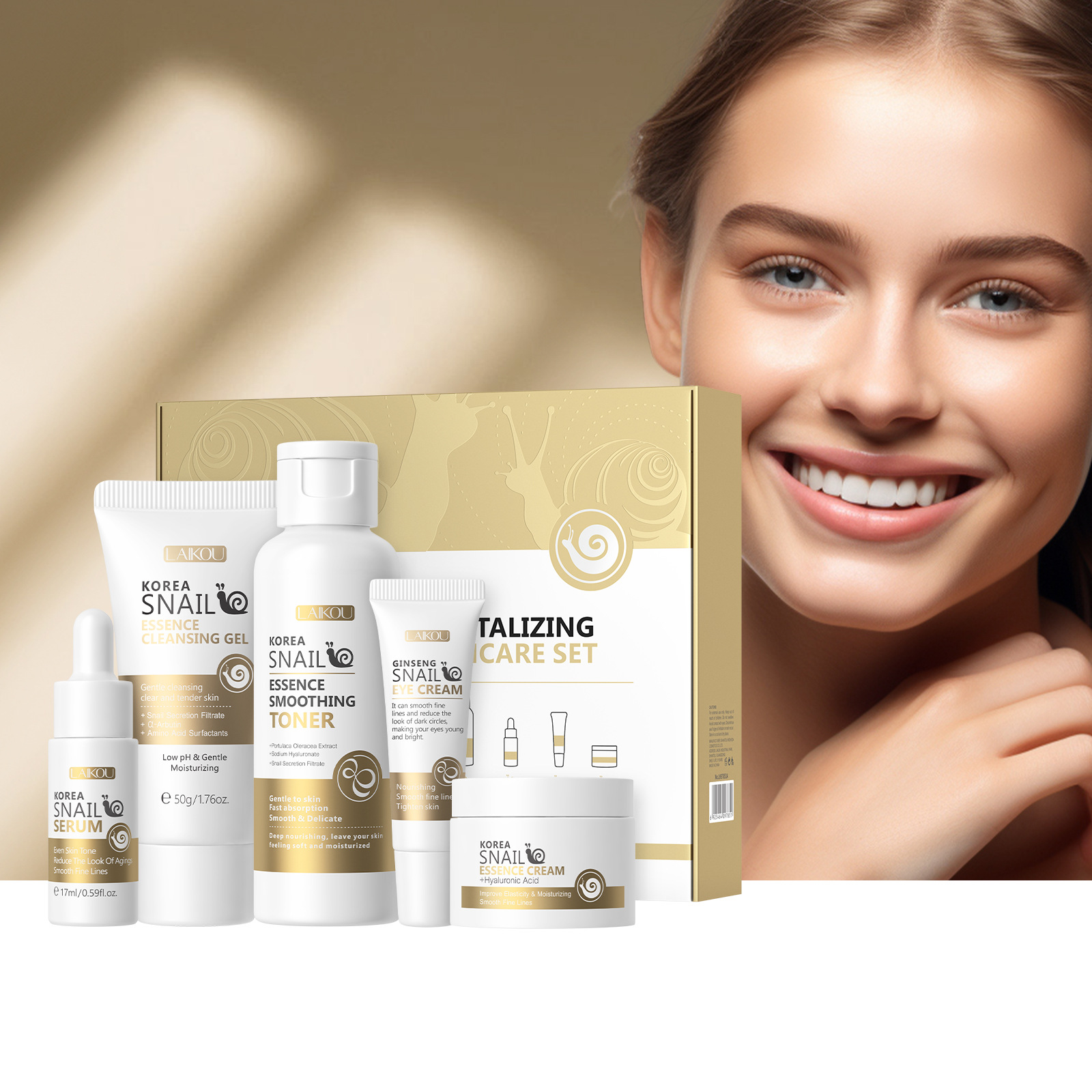 5pcs Boxed Korea Snail Skin Ca - Essence Serum Toner 评论和价格