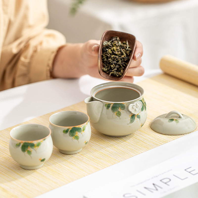 Hand-Painted Osmanthus One Pot - Korean Tea Set 评论和价格