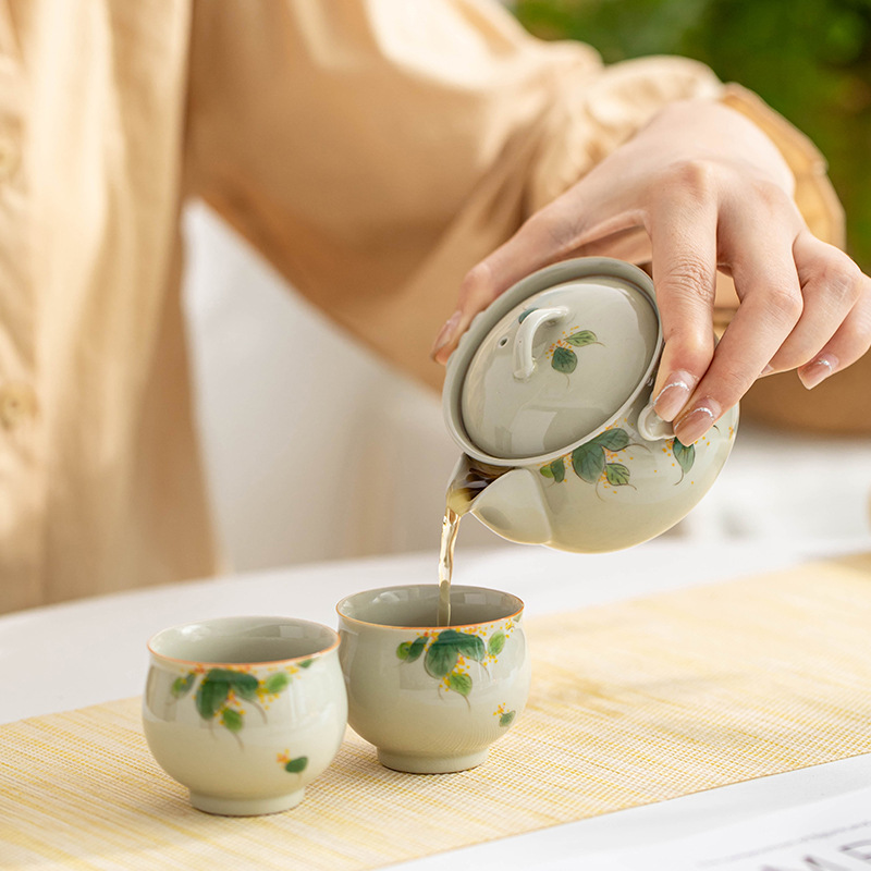Hand-Painted Osmanthus One Pot - Korean Tea Set 评论和价格