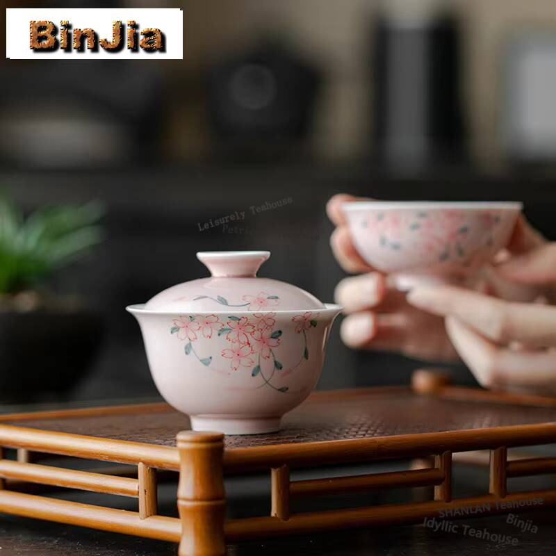 Hand-painted Cherry Blossom Te - Korean Tea Set 评论和价格