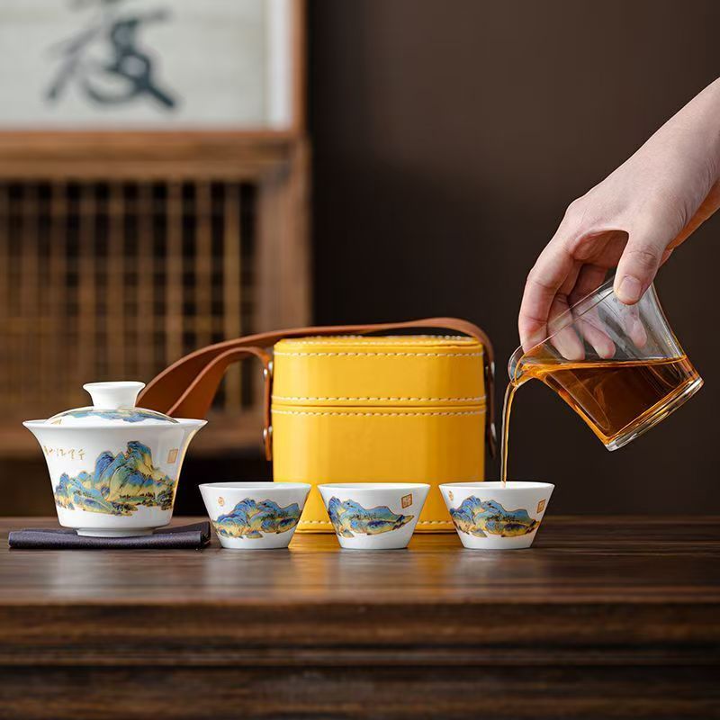 Travel Jade White Porcelain Te - Korean Tea Set 评论和价格