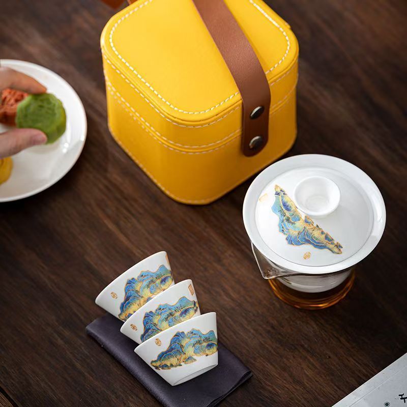 Travel Jade White Porcelain Te - Korean Tea Set 评论和价格